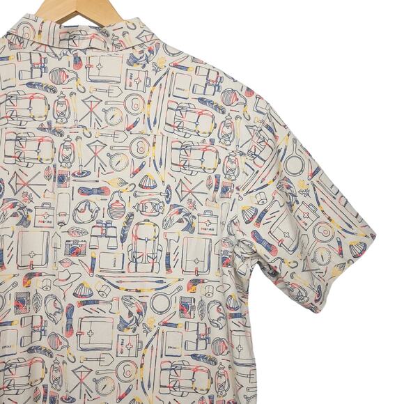 Columbia Men's Rapid Rivers Short Sleeve Button-Up Shirt Sz Large Beige AOP EUC - Picture 10 of 14